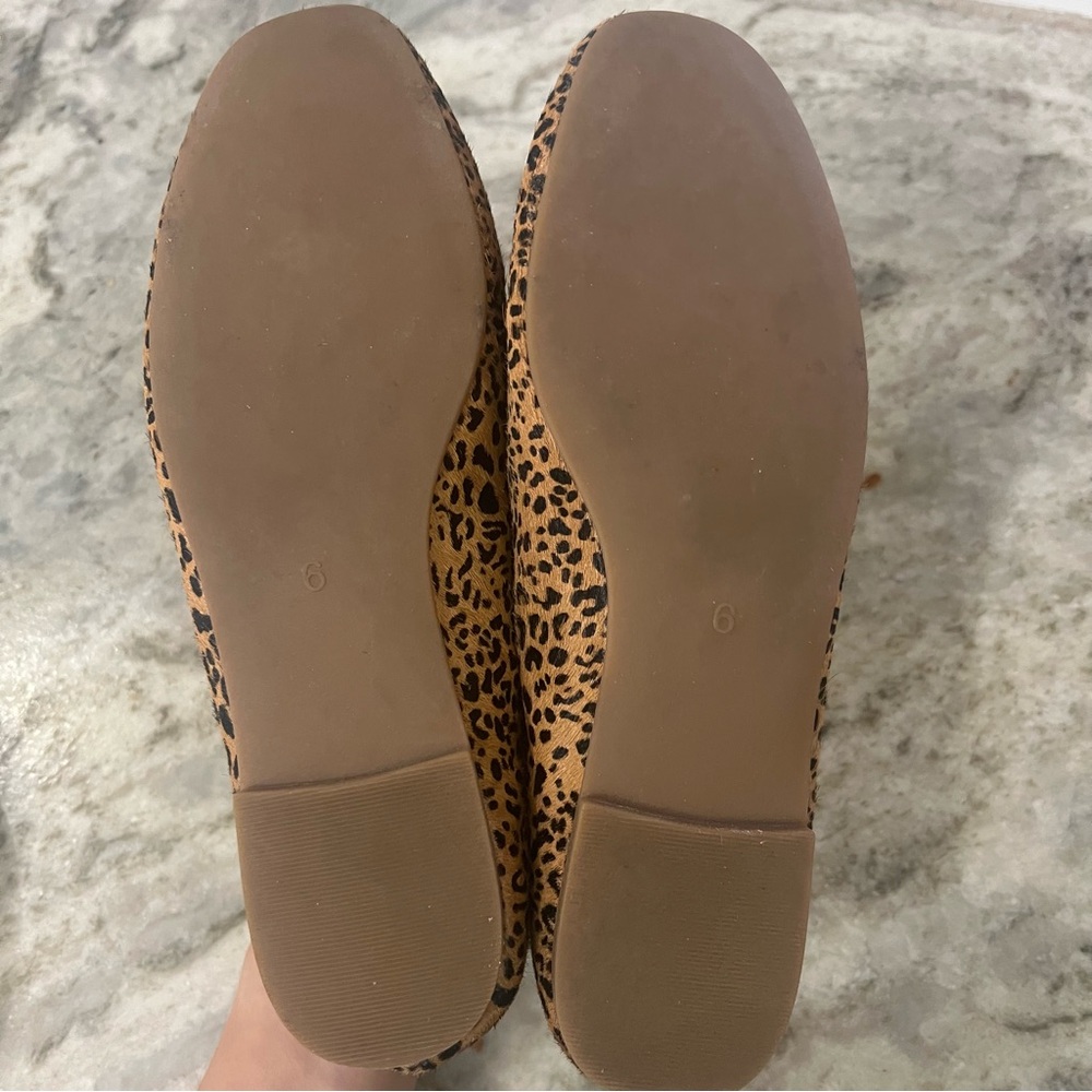 Madewell The Cory Leopard Calf Hair Square Toe Flats Size 6 - Picture 7 of 7